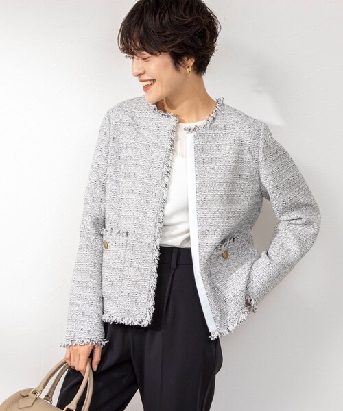 NOLLEY'S（ノーリーズ） ノーカラージャケット 38 グレー系その他