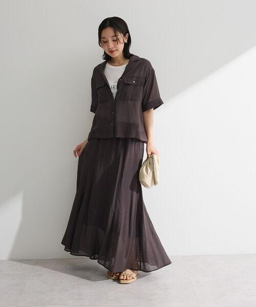 PLATS PLEATS プリーツ半袖シャツ スカート セットアップ リネンブレンドシャツスカートセットアップ（半袖）、【PLST限定】KIS