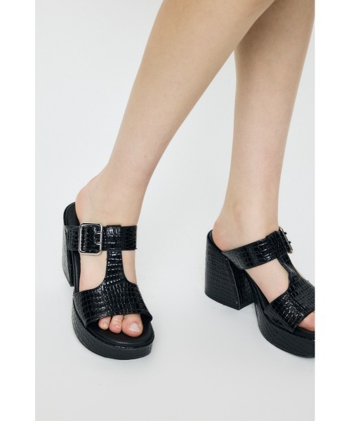 サンダル CROCO CHUNKY HEEL サンダル レディースの画像