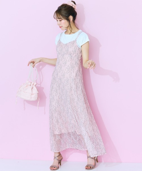 「marun」 キャミソールワンピース 3L ピンク レディース_画像3