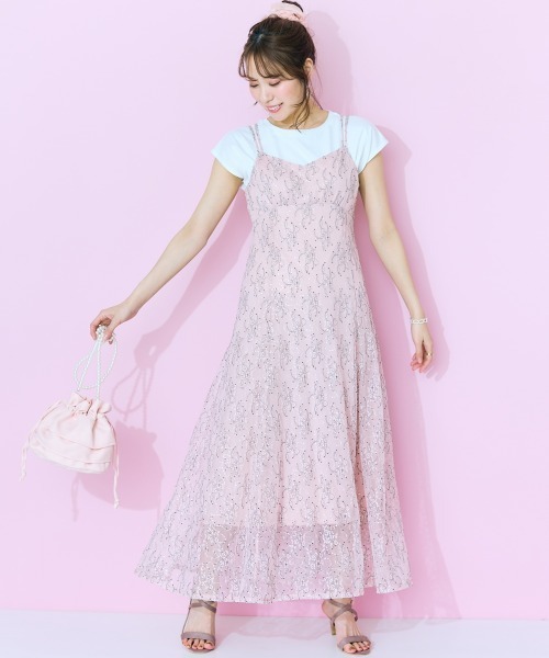 「marun」 キャミソールワンピース 3L ピンク レディース_画像4