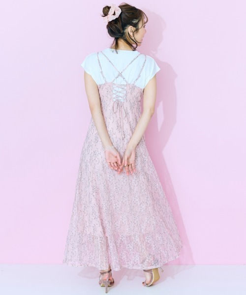 「marun」 キャミソールワンピース 3L ピンク レディース_画像6