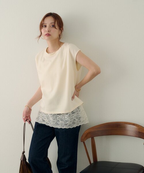 tシャツ 半袖 「Noka」後ろレーススリットTシャツ レディース | Discoat | 06