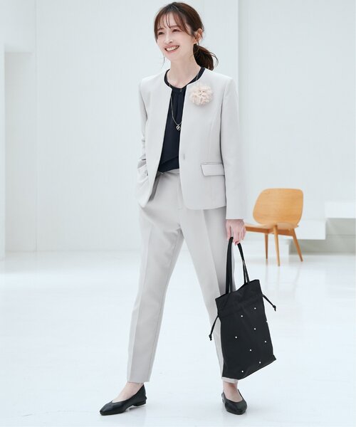 「IKKA LOUNGE」 ノーカラージャケット M ネイビー レディース_画像5