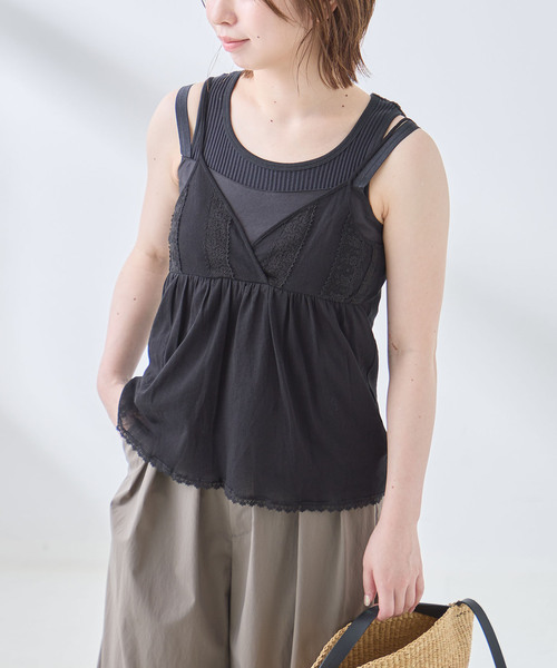 Feliture ブラック レースキャミソール L journal standard L'essage（ジャーナルスタンダード レサージュ