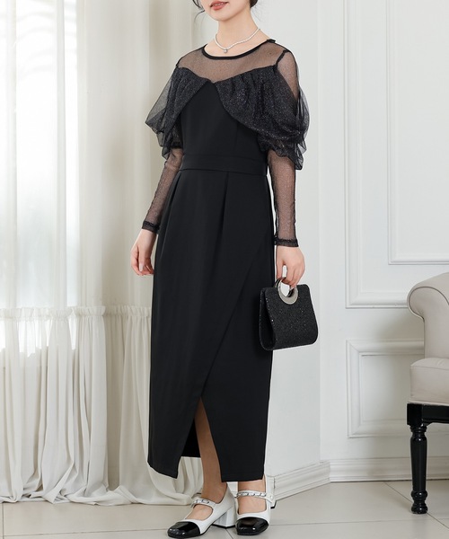 「Lace Ladies」 長袖ワンピース S ネイビー レディース_画像2