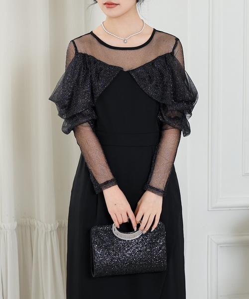 「Lace Ladies」 長袖ワンピース S ネイビー レディース_画像4