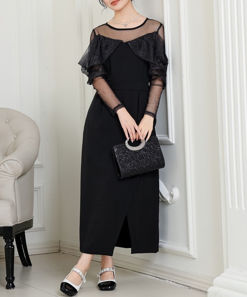 「Lace Ladies」 長袖ワンピース S ネイビー レディース_画像6