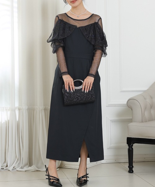 「Lace Ladies」 長袖ワンピース S ネイビー レディース_画像7