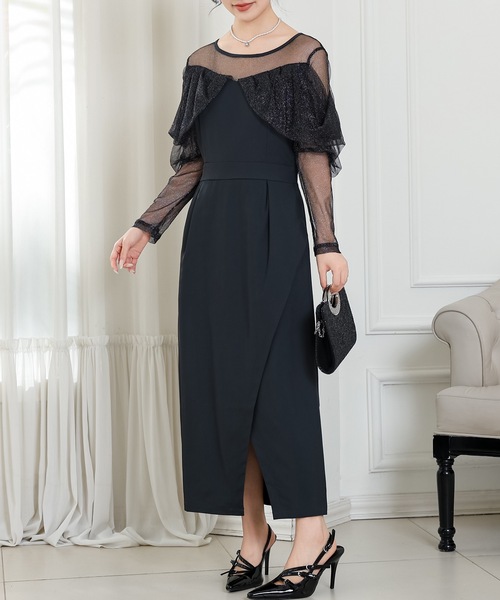 「Lace Ladies」 長袖ワンピース S ネイビー レディース_画像8
