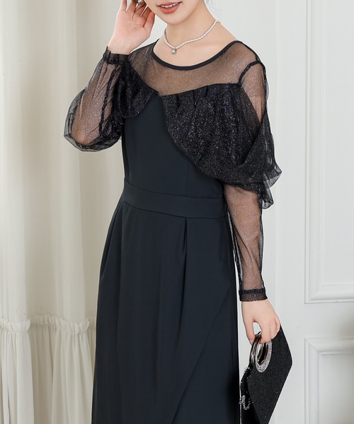 「Lace Ladies」 長袖ワンピース S ネイビー レディース_画像9