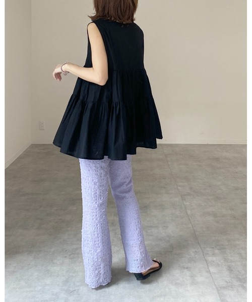 最安価格 She's Closet チュニック ノースリーブコットンティアード トップス