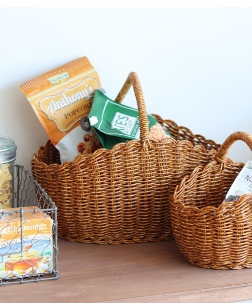 Creer 収納 UTILE(ユティル)洗えるオーバルワンハンドルバスケットL