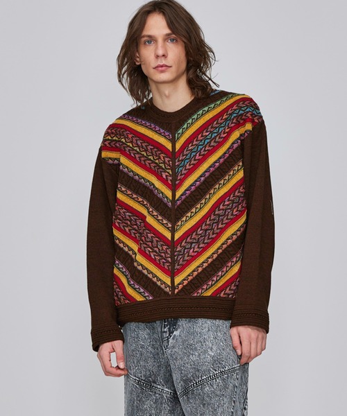 Iroquois（イロコイ） セーター ニット 7G MIX STRIPES PO メンズ