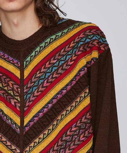 Iroquois（イロコイ） セーター ニット 7G MIX STRIPES PO メンズ