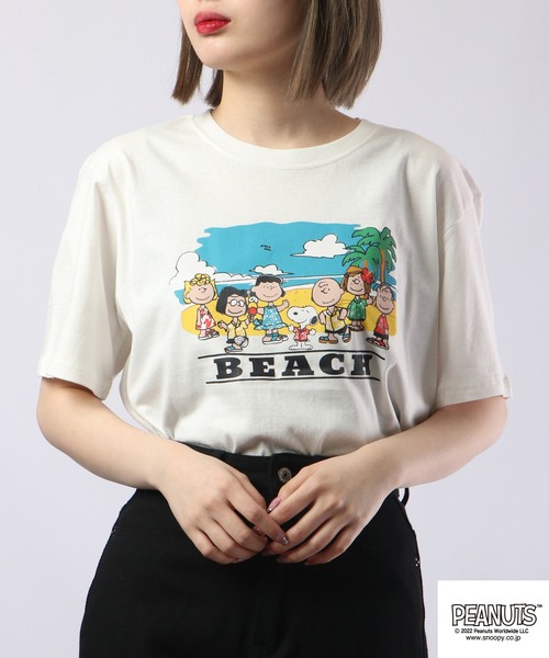 PEANUTS tシャツ 半袖 スヌーピー アウトドア 半袖Tシャツ レディース