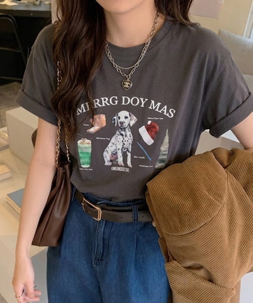 B.R.U tシャツ 半袖 DOGグラフィックTシャツ レディース メンズ