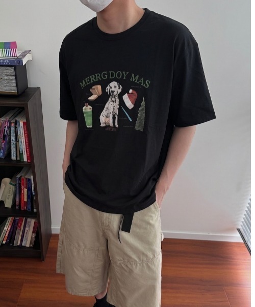 B.R.U tシャツ 半袖 DOGグラフィックTシャツ レディース メンズ