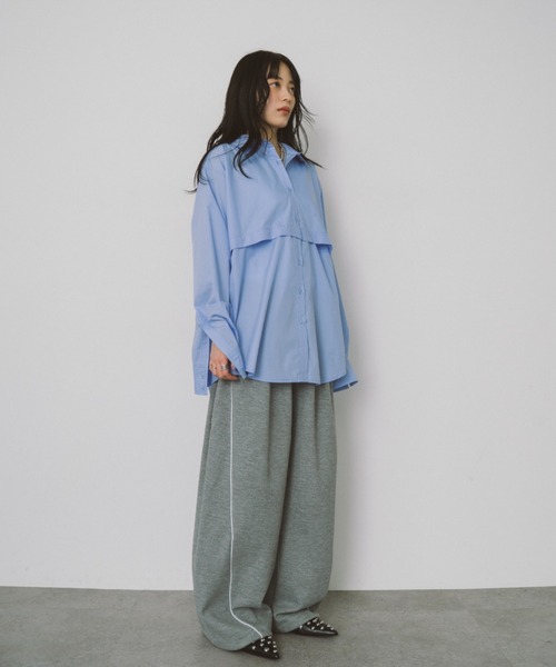 HANNE ブラウス シャツ オーバーサイズ2wayシャツ レディース