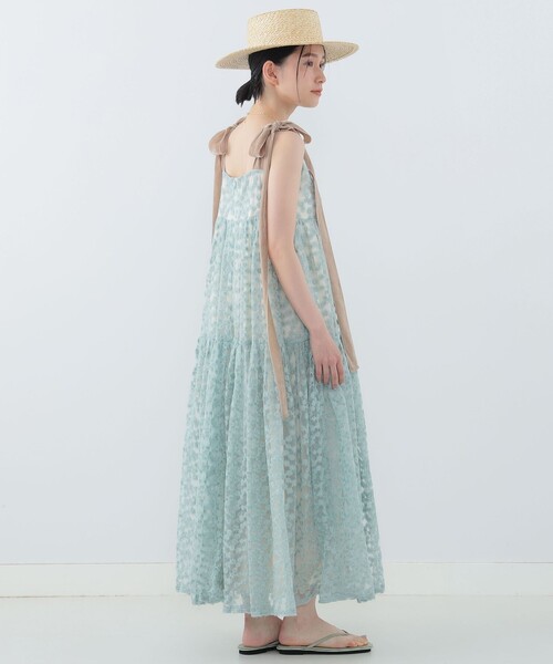 CAROLINA GLASER ワンピース 「新色追加」刺繍フラワー ロング
