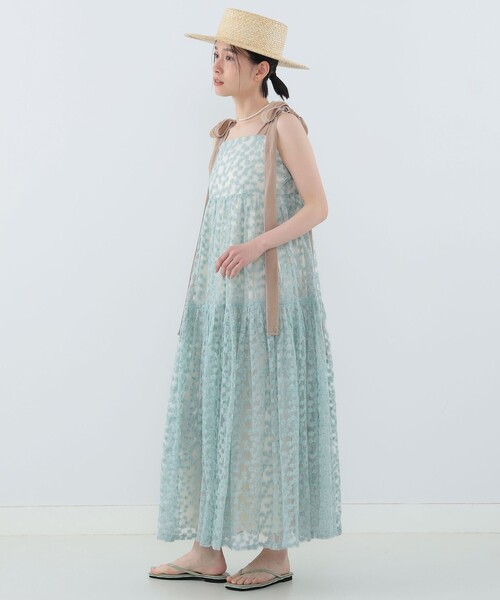 CAROLINA GLASER ワンピース 「新色追加」刺繍フラワー ロング