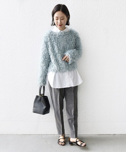 Spick and Span 手洗い可 / フェザーヤーンハーフスリーブニット 追加》手洗い可 / フェザーヤーンハーフスリーブニット（ニット