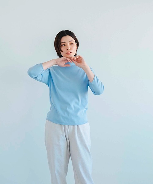 tシャツ ソフトポンチボートネックプルオーバー レディース 予約》ソフトポンチボートネックプルオーバー（Tシャツ