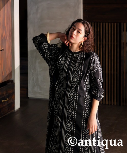 ヴィンテージ刺繍ワンピース antiqua（アンティカ） ワンピース 刺繍ワンピース : ZOZOTOWN Yahoo