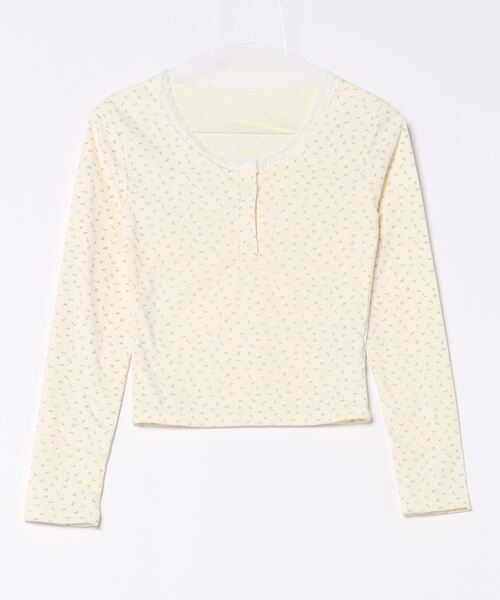 tシャツ 小花ヘンリーロンT レディース MAISON DE THERESE tシャツ 小花柄ソフト長袖Tシャツ フラワー