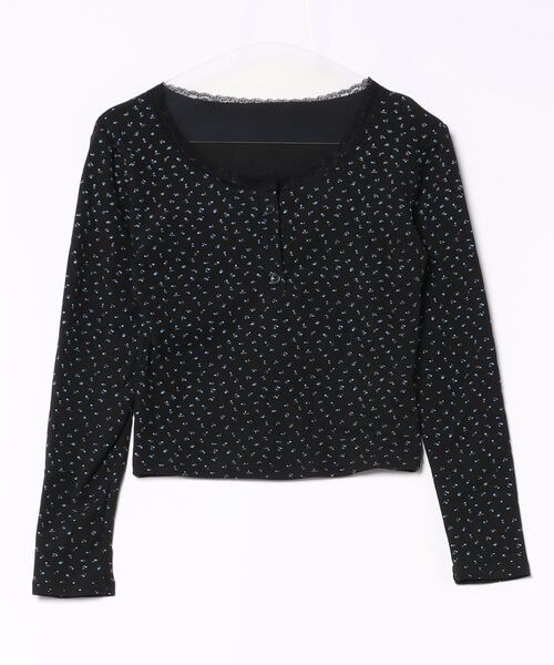 MAISON DE THERESE tシャツ 小花柄ソフト長袖Tシャツ フラワー