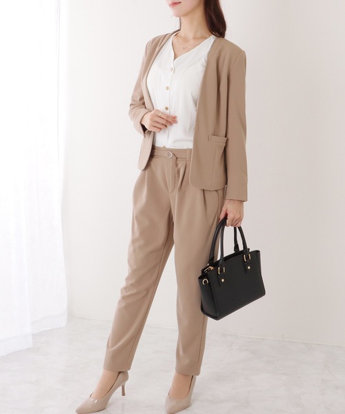 Lace Ladies セットアップ フロント ホック ノーカラー スーツ