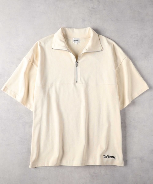 Right-on（ライトオン） tシャツ ハーフZIP刺繍Tシャツ メンズ