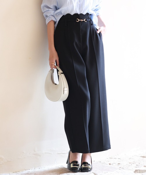 ella_selectshop スカラップワイドパンツ DRESS+ パンツ スカラップウエストワイドパンツ レディース