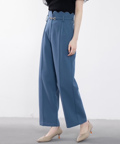 ella_selectshop スカラップワイドパンツ 楽天市場】スカラップ ワイドパンツ ハイウエスト レディース