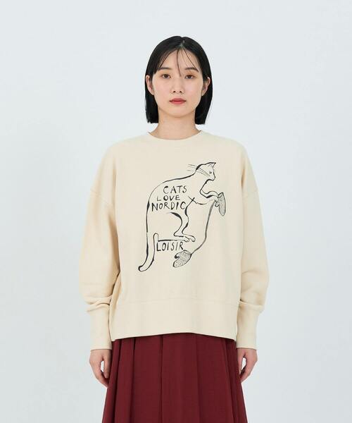 LOISIR トレーナー スウェット イラストプリントスウェット レディース