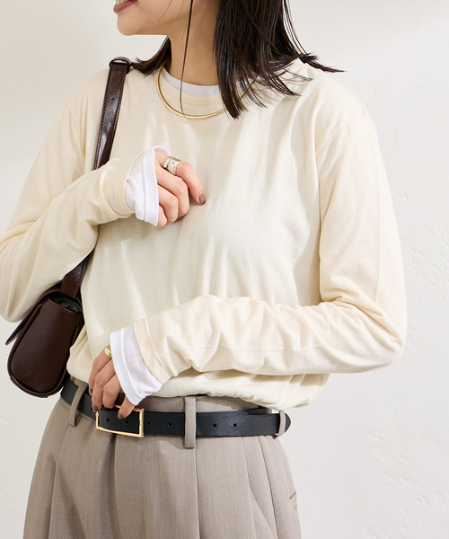 tシャツ 「追加」クルーネックシアーロングTシャツ レディース JOURNAL STANDARD tシャツ 「追加2」クルーネックシアーロングT