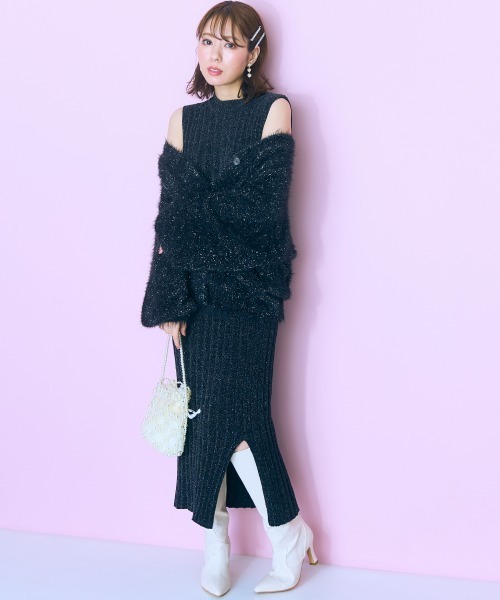 marun（マルン） ワンピース 「大きいサイズ」 ラメモールリブニット