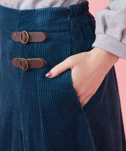 Jocomomola（ホコモモラ） スカート コーデュロイ ラップ風デザイン