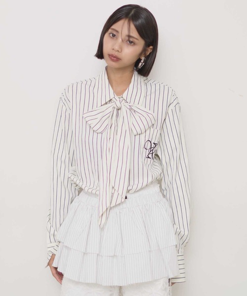ブラウス シャツ ストライプ柄 ピンタック シャツ レディース BEAMS HEART ブラウス シャツ ストライプ柄 ピンタック