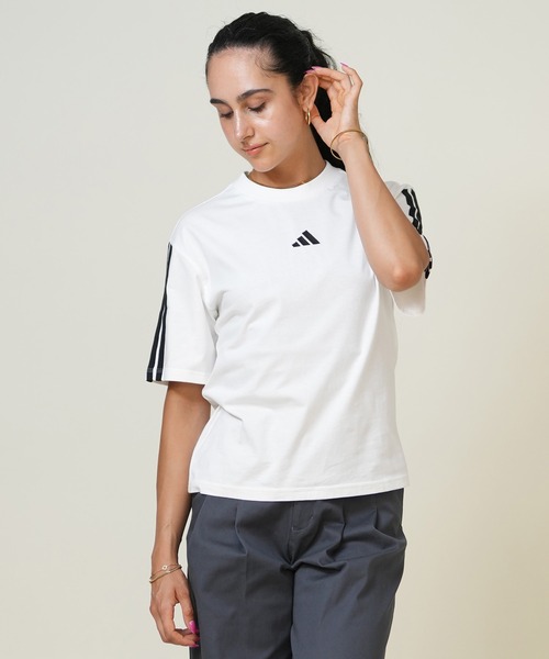 adidas ストライプ　Tシャツ　新品　タグ付き adidas tシャツ スリーストライプス クロップド 長袖Tシャツ