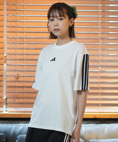adidas ストライプ　Tシャツ　新品　タグ付き セール】'80s ルーズ ストライプ 半袖Tシャツ / アディダス
