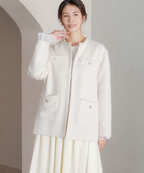 yori⭐︎エコウールツイードジャケット36【2025AW】新品同様 試着のみ sysy様専用新品☆ヨリyoriエコウールツイードジャケット36【2025AW