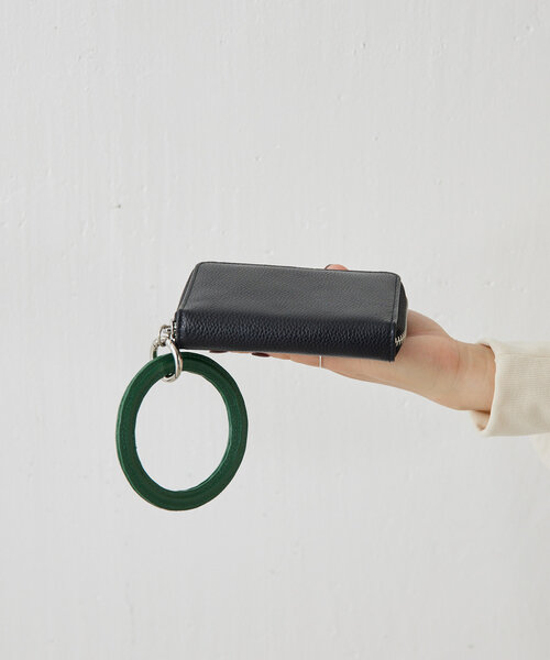 ear PAPILLONNER 財布 レザーリング付きラウンド折り財布