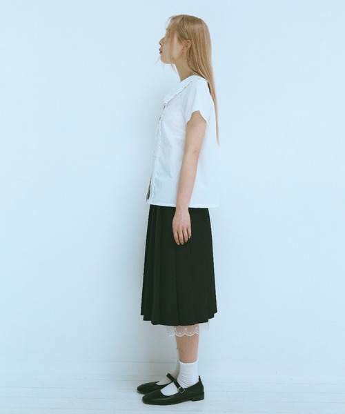 ブラウス シャツ ROUND COLLAR FRILL SHIRT / ラウンドカラーフリルシャツ レディース セール】ROUND COLLAR FRILL SHIRT / ラウンドカラーフリル