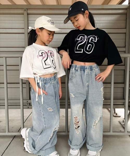 RandS tシャツ ドロストリボントップス キッズ 子供服 女の子