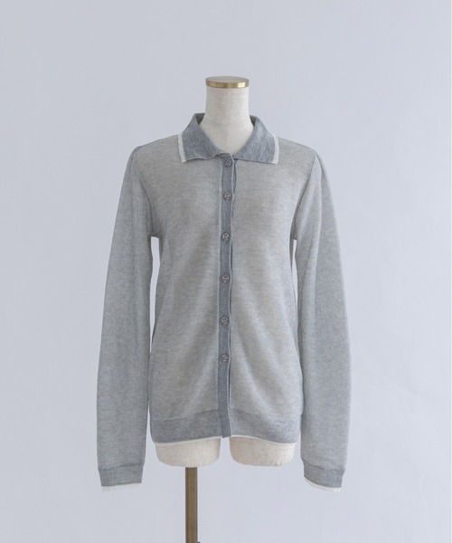 ニット セーター Linen-Feel Color-Block Tunic Cardigan レディース EN NEUME ニット セーター Linen-Feel Color-Block Tunic