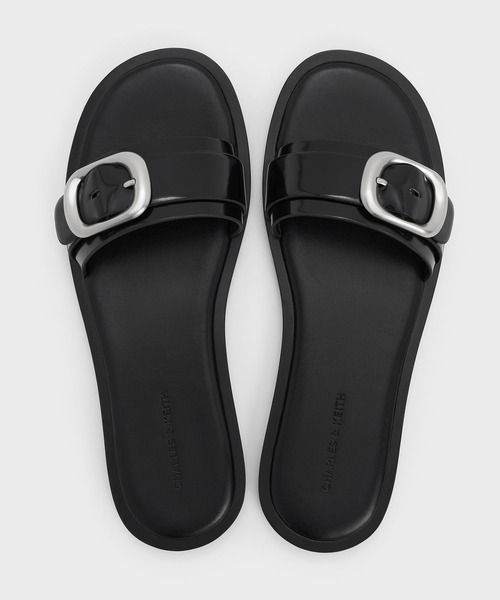   バックルロゴ ストラップ スライド サンダル CHARLES ＆ KEITH サンダル バックルストラップ スライド