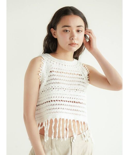 FIKA.（フィーカ） ベスト ジレ American sleeve crochet vest