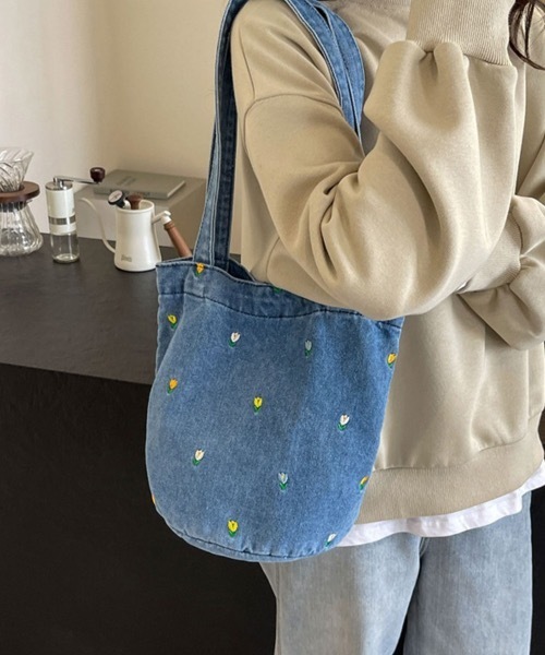 トートバッグ 花柄デザインデニムトートバッグ レディース : ZOZOTOWN