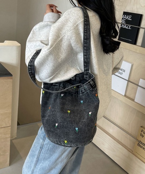 トートバッグ 花柄デザインデニムトートバッグ レディース : ZOZOTOWN